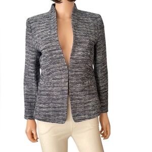 NWOT J. Crew Blue White Textured V Neck Blazer Size 6